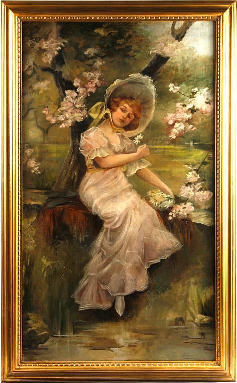 OKÄND KONSTNÄR, olja på uppfodrad duk, England 1800/1900-tal.