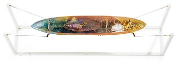 762. A Bertil Vallien sand-casted glass boat, Kosta Boda 1988, Sweden.