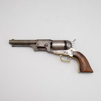 A Colt Dragoon first model percussion revolver with replacement barrel with British marks. serial no on other parts 4088.