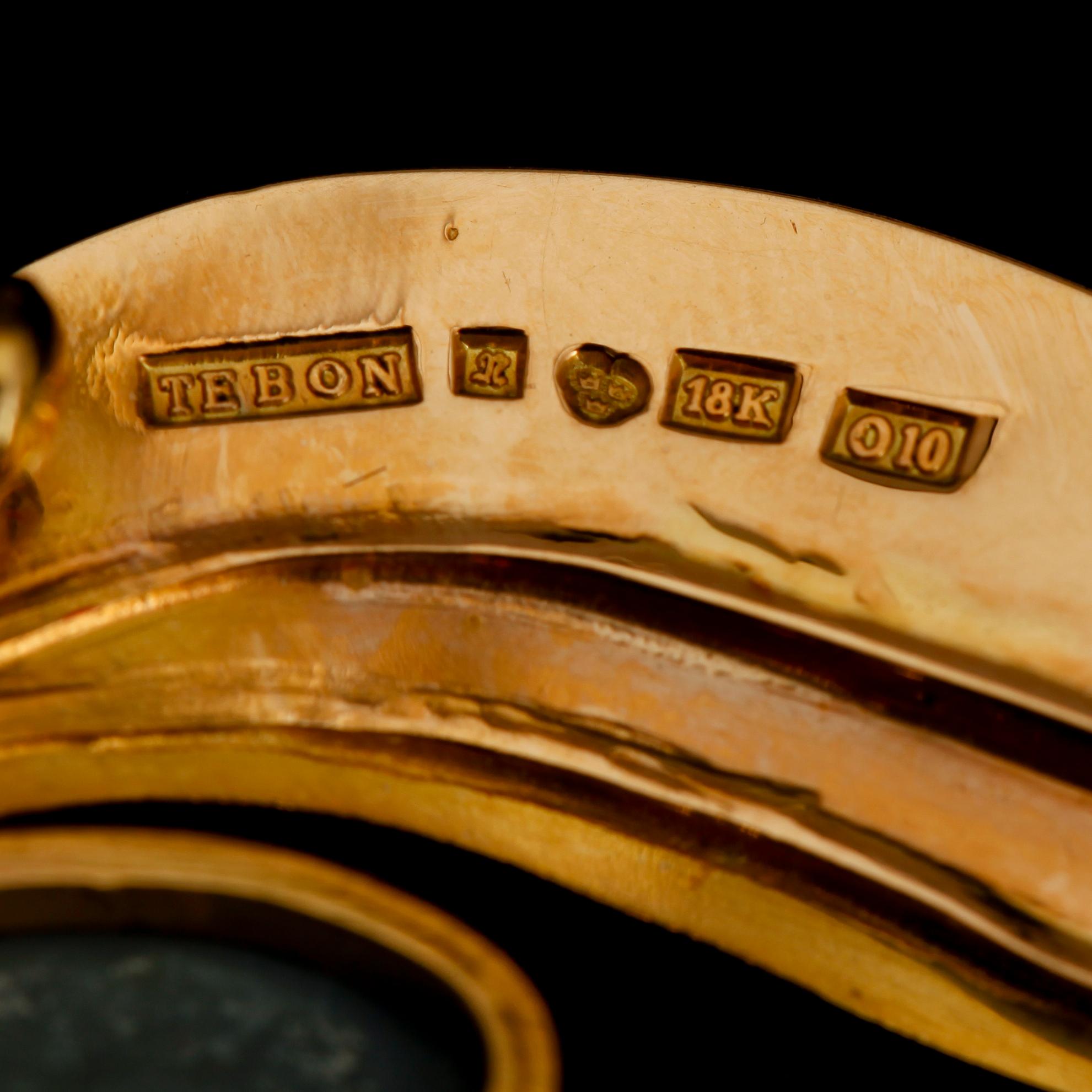 BROSCH, 18 k guld, med opal, Te Bon, Nyköping 1988.