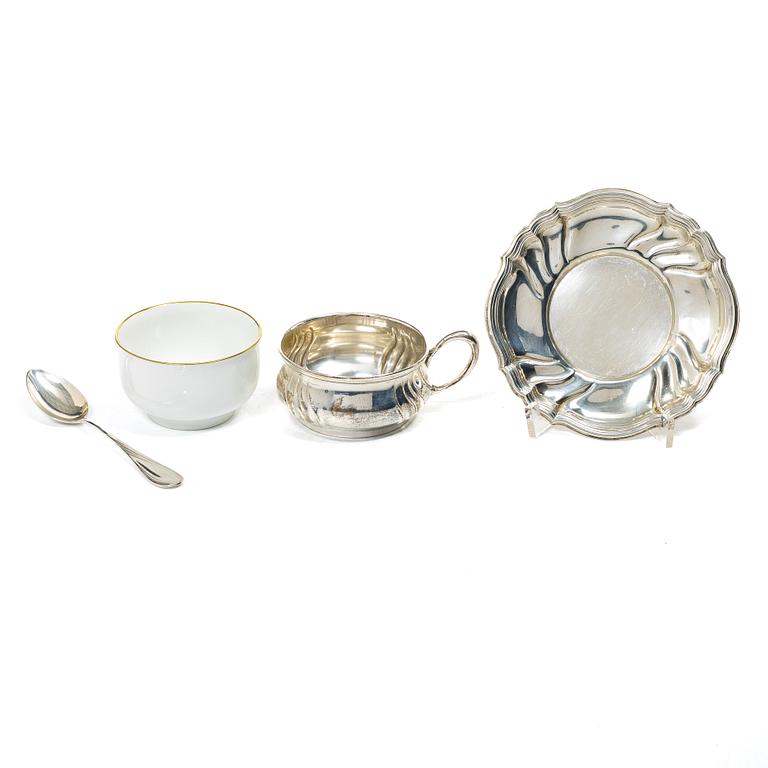 Coffee cups with saucers and spoons, 6 pcs, silver, MH Wilkens & Söhne, Bremen-Hemelingen, Germany, 20th century.