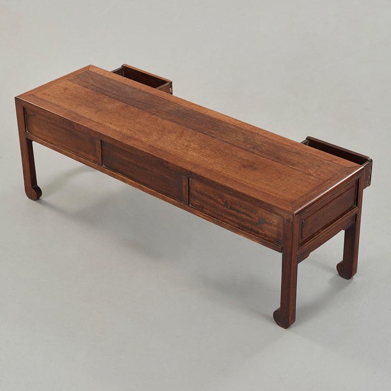 A Chinese hardwood low table, early 20th Century.