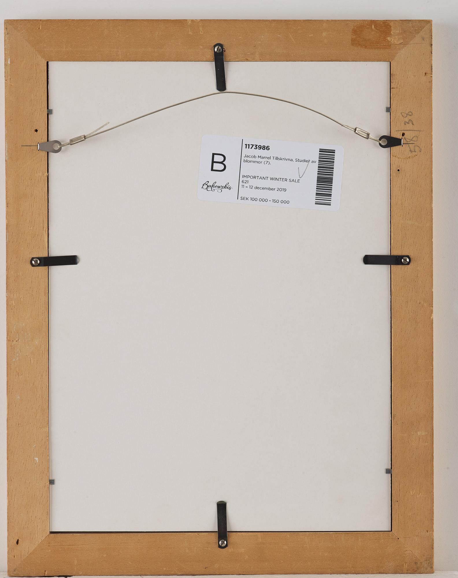 Jacob Marrel Attributed to, Study of flowers (7).