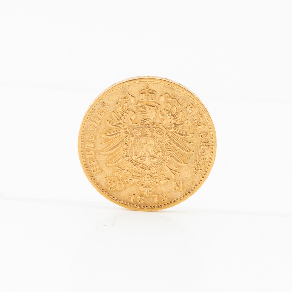 Gold coin 20 marks 1873 German Empire (Württemberg) Karl I.