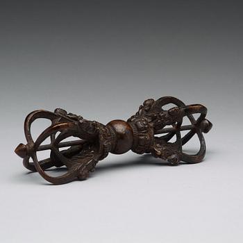 A large Tibetan bronze vajra, 19th Century.