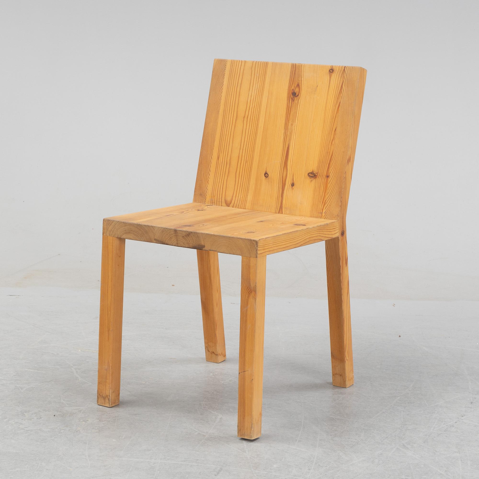 Claesson Koivisto Rune, a prototype pinewood chair ”Nybodahöjden”, unique, Designtorget, 1998.