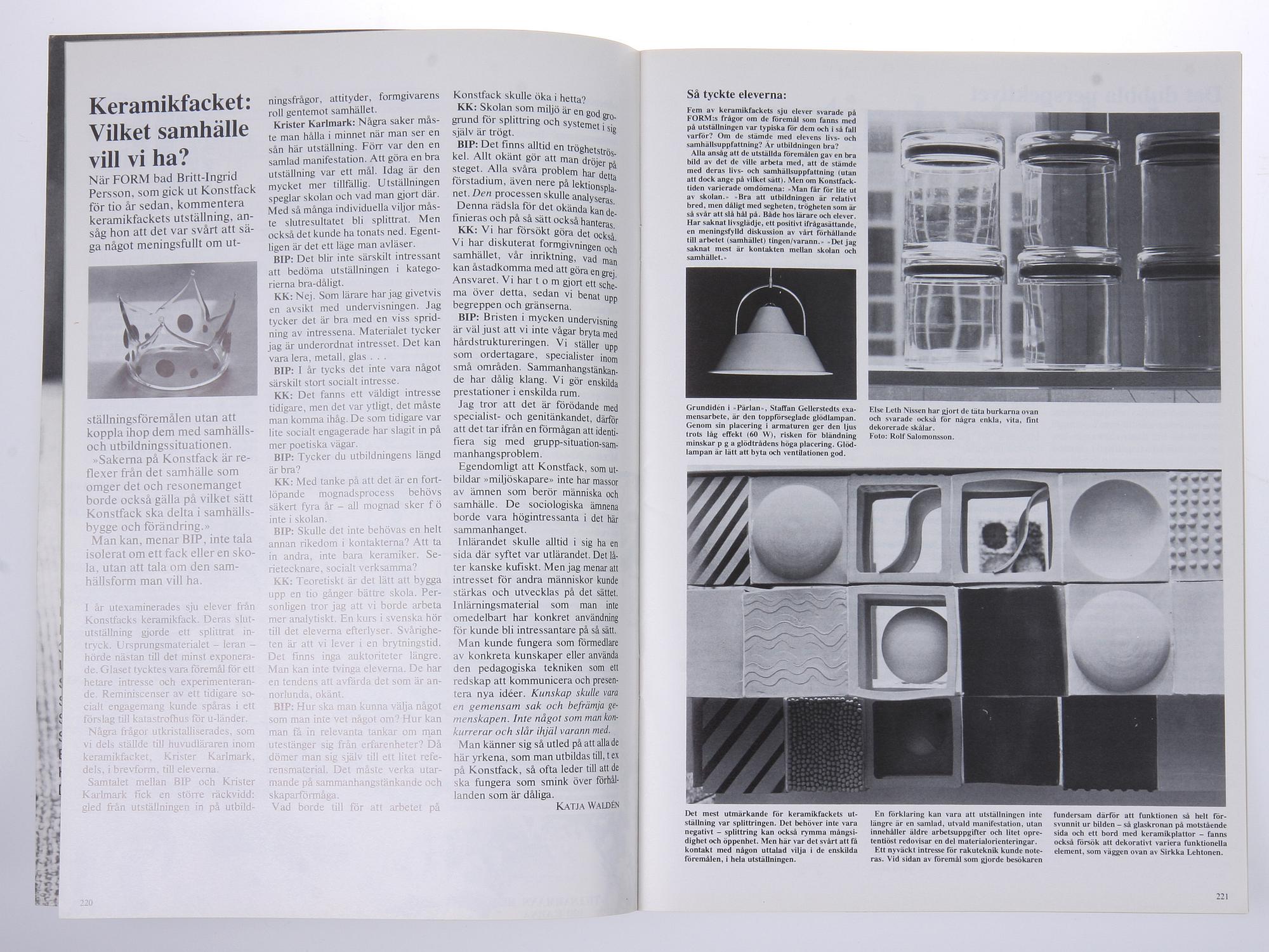 PARTI TIDSKRIFTER, ca 110 st, "Svensk Slöjdförenings Tidskrift FORM", 1970-1990-tal.