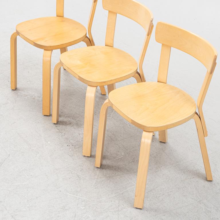 Alvar Aalto, three model 69 chairs, Artek, Finland.