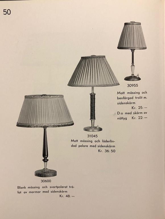 Nordiska Kompaniet, bordslampor 1 par, modell "31045", Sverige 1940-50-tal.