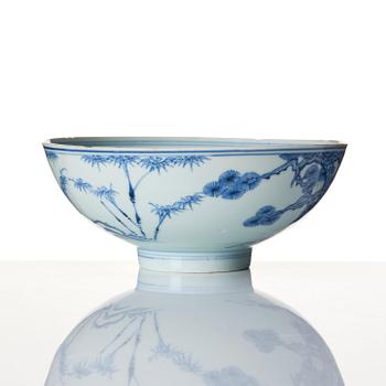 A blue and white 'three friends' bowl, Qing dynasty, 18th century.