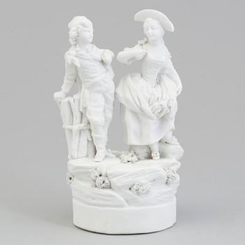 A French bisquit figure of a young couple, Paris, presumably late 18th Century.