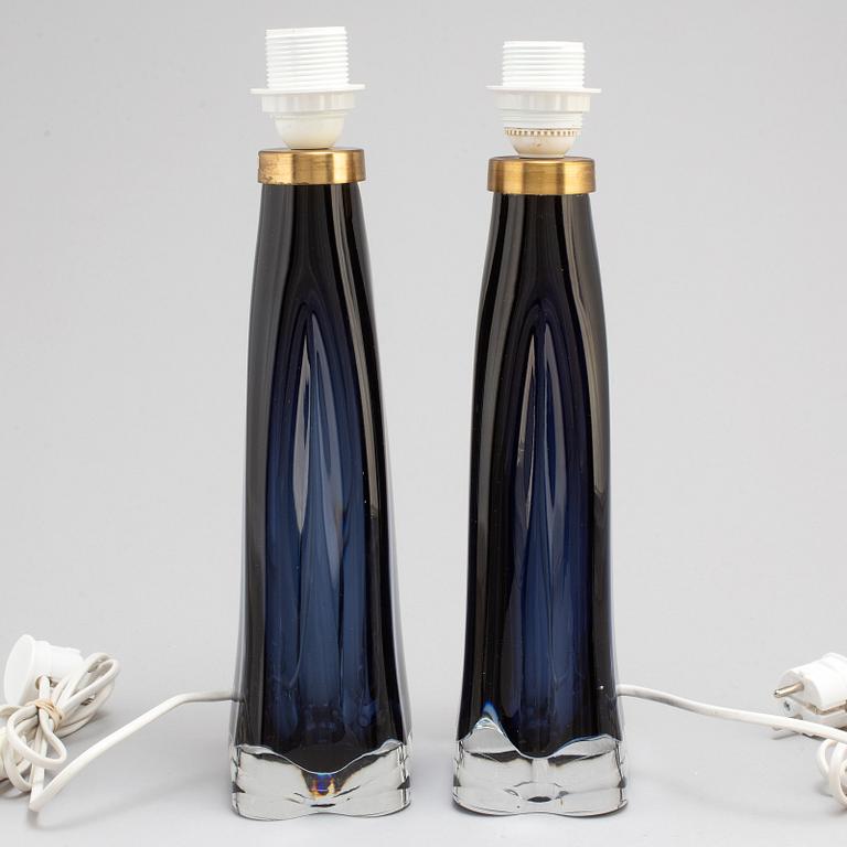 CARL FAGERLUND, a pair of glass lamps, Orrefors.