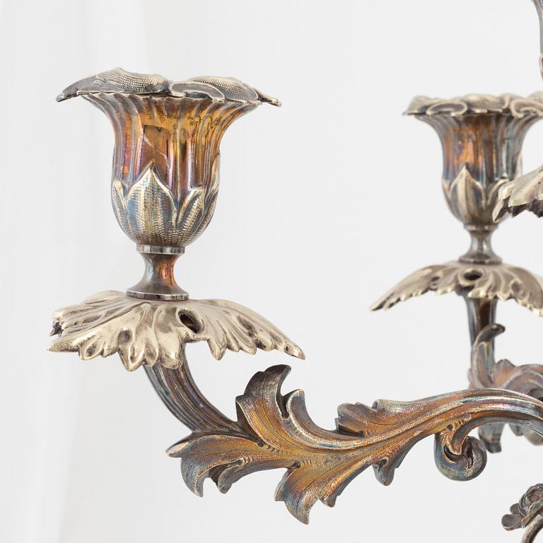 A pair of silver plate candelabras, AG Dufva Stockholm.