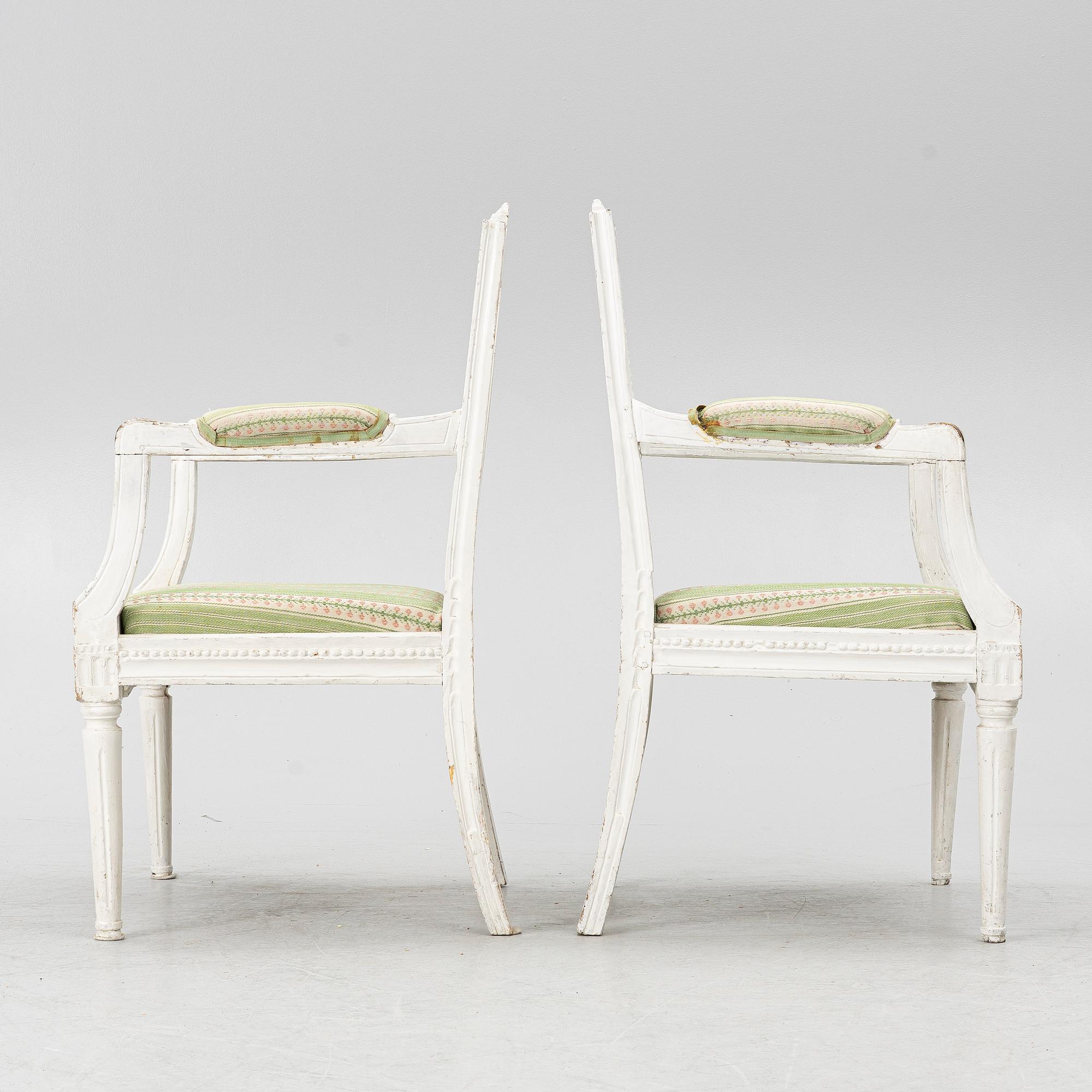Armchairs, a pair, Gustavian, Lindome, 19th century.