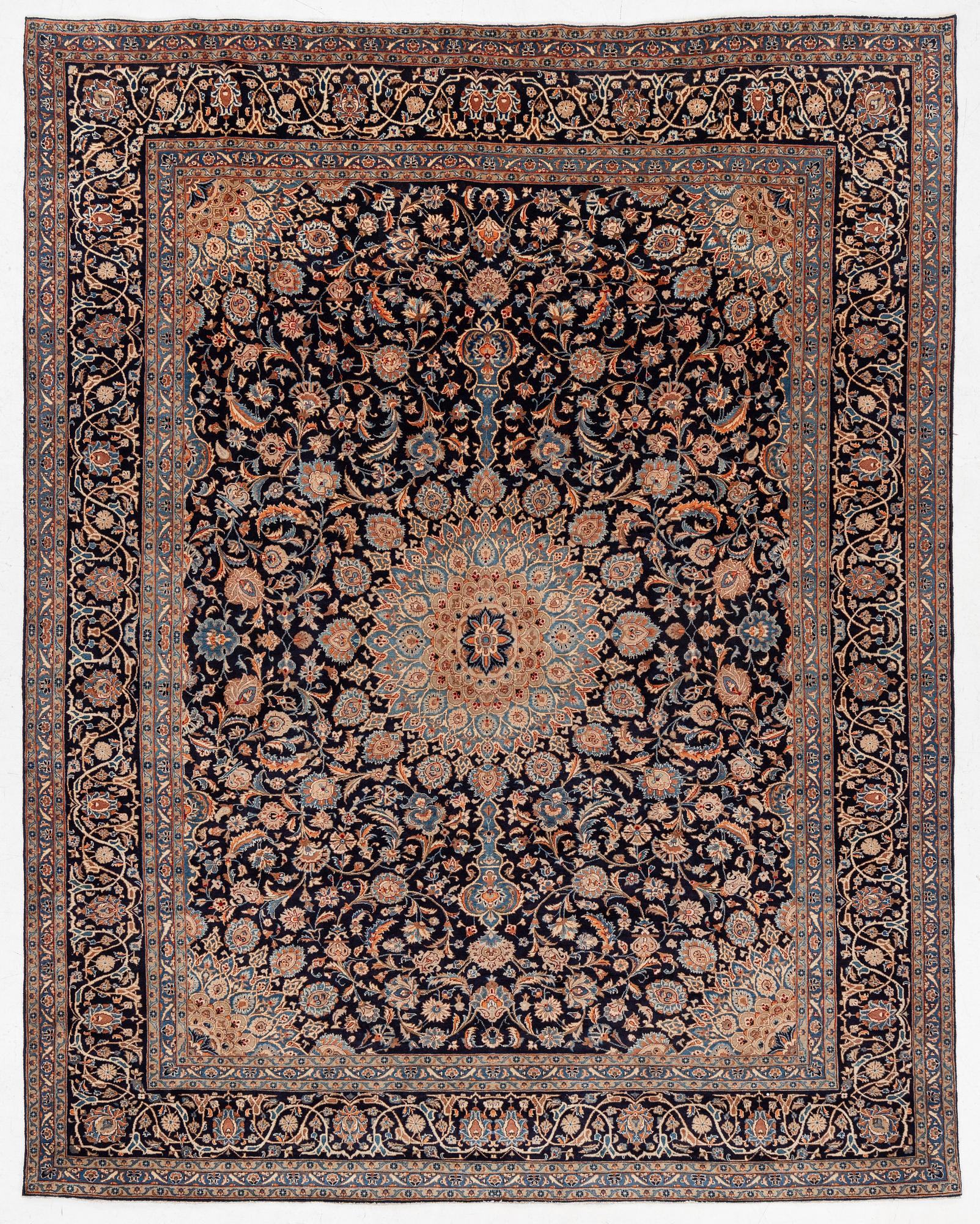 A Keshan rug, approx. 370 x 297 cm.