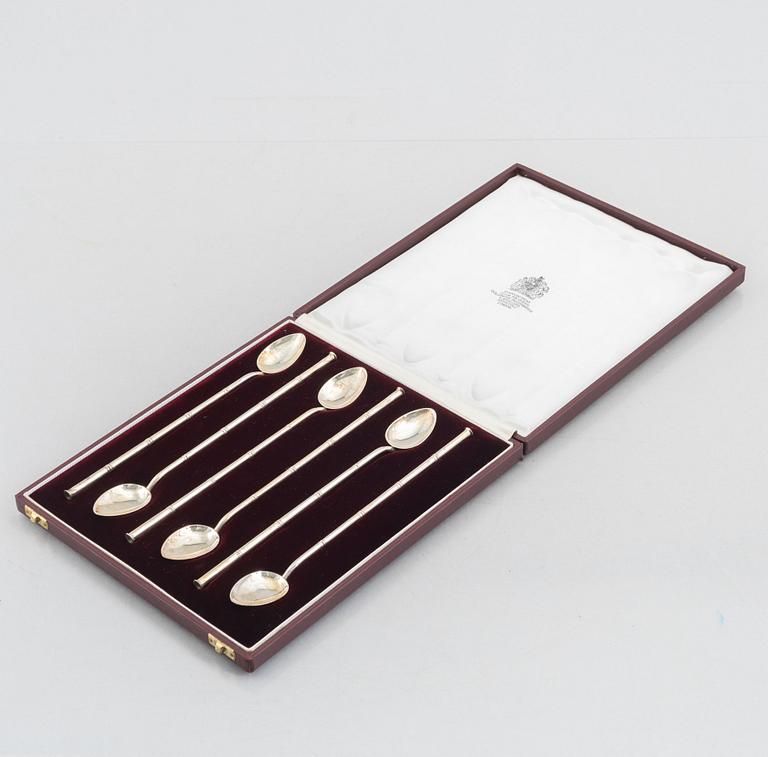 A set of six silver spoons, mark of Asprey & Co Ltd, London 1984-1997.