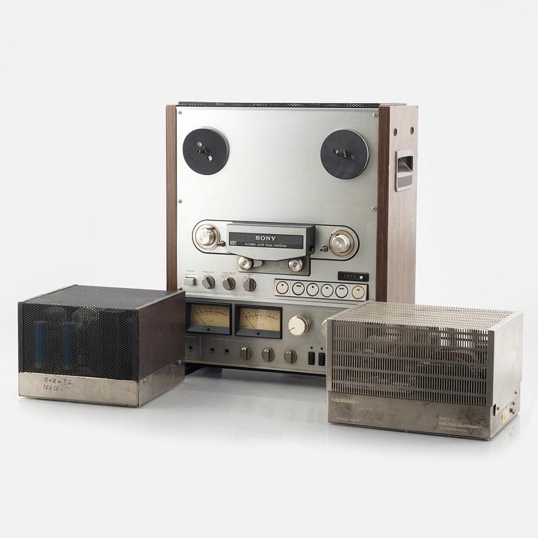 "Ackuset", tube amplifier, "Dynakit", tube amplifier, "Sony" reel-to-reel tape recorder, model "TC-765".