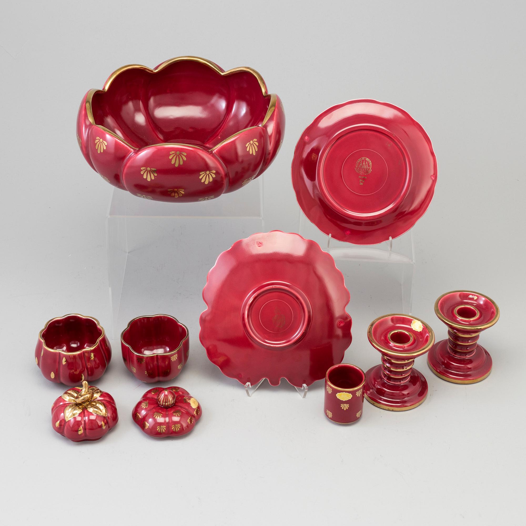 ARTHUR PERCY, 19 pieces of 'Rubin' creamware from Upsala-Ekeby Gefle.
