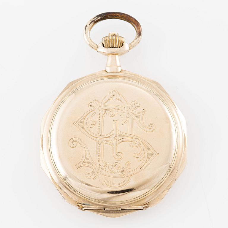 Pocket watch, 14K gold, hunter 53.5 mm.