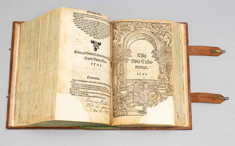 A bible, called Gustav Vasa's Bible, printed in Uppsala 1541.