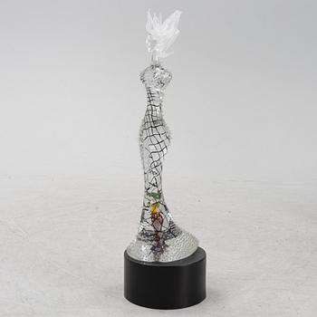 Kjell Engman, a unique glass sculpture of a female figure, Kosta Boda, Sweden.