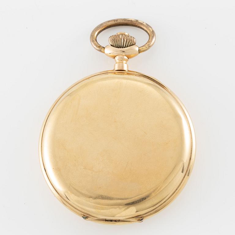 Pocket watch, 14K gold, open face, 57 mm.
