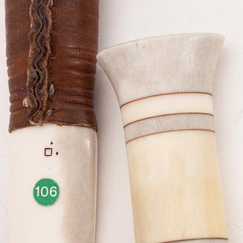 A reindeer horn knife by Oliver Israelsson, before 1994, signed.