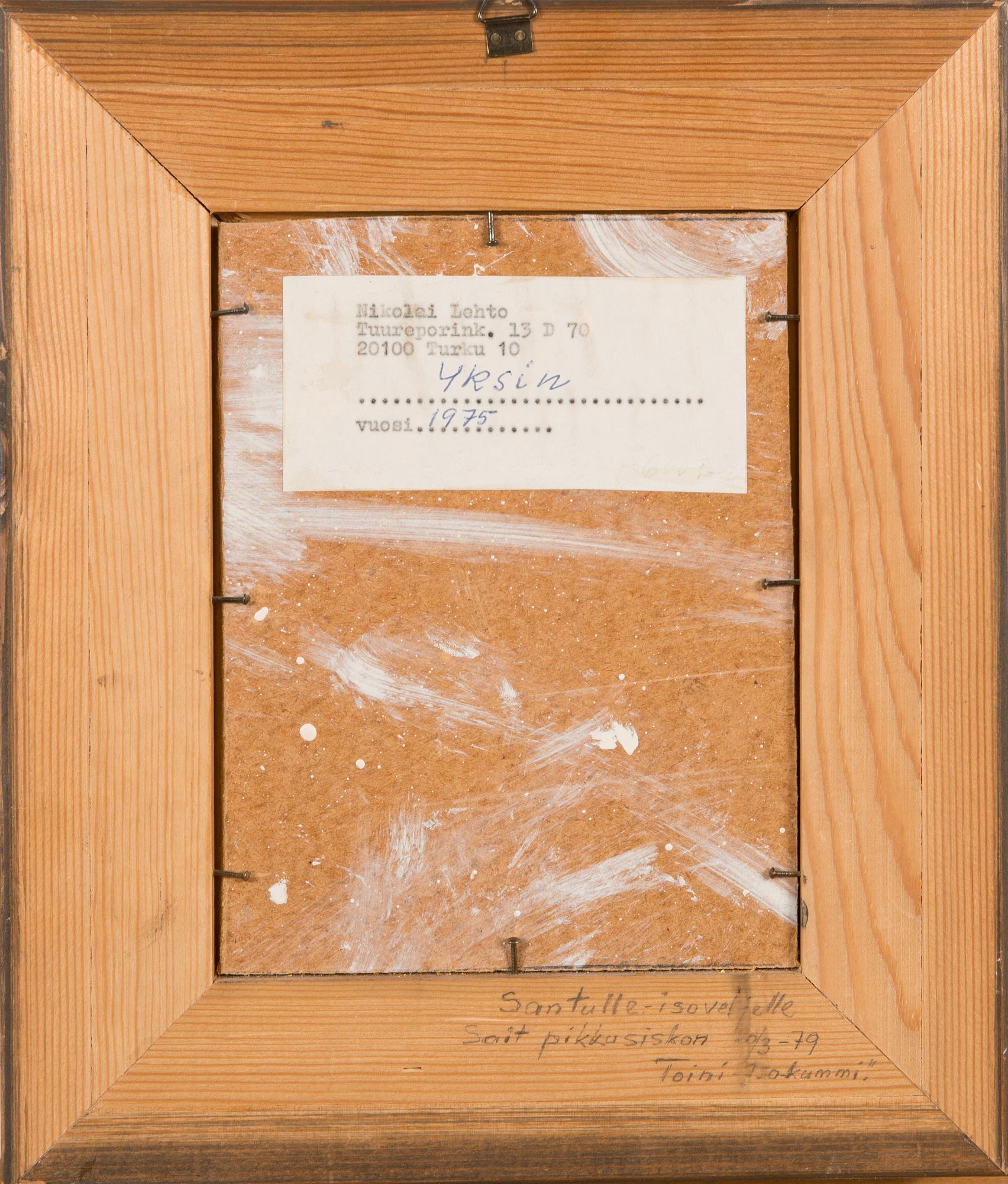 Nikolai Lehto, olja på pannå, signerad och daterad -75.