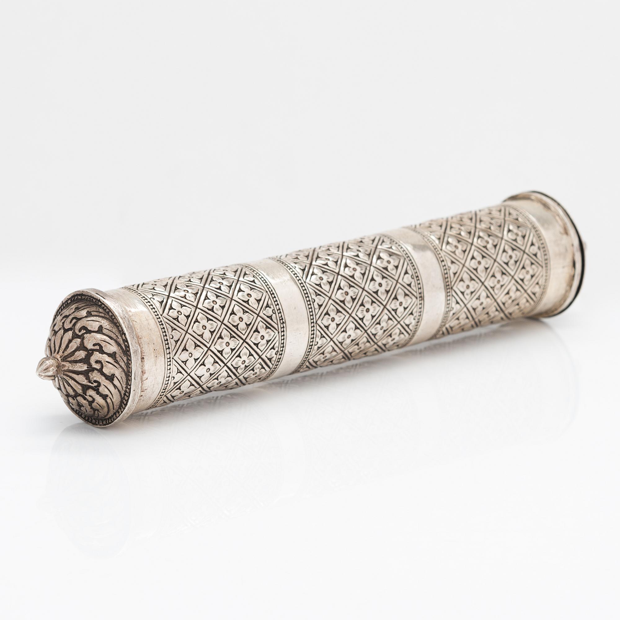 A silver incense sticks container, 20th century.