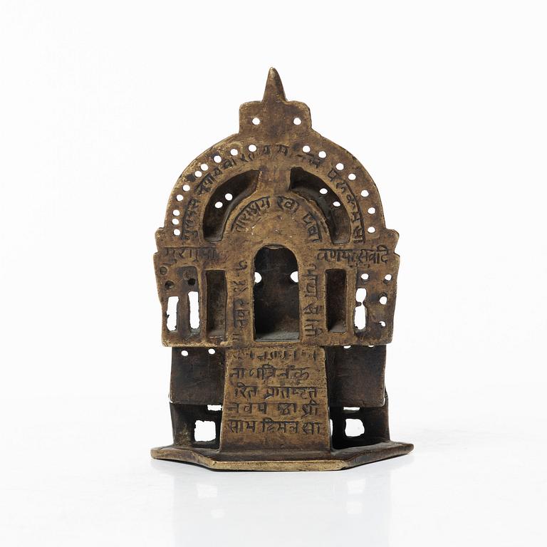 A Jain copper alloy shrine, India, 14th-17th century.