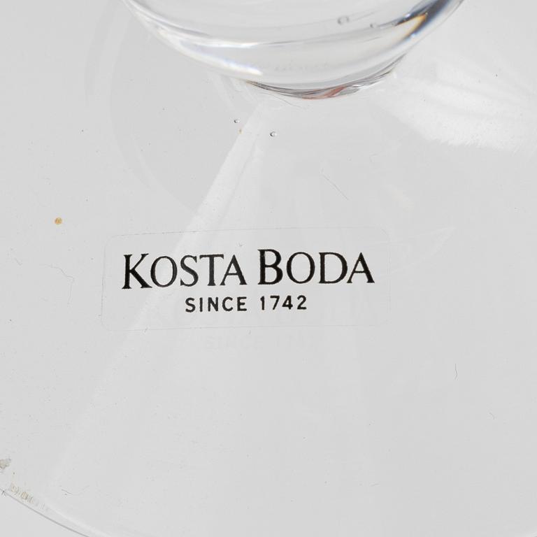 Bertil Vallien, six 'Millenium' champagne glasses, Kosta Boda.