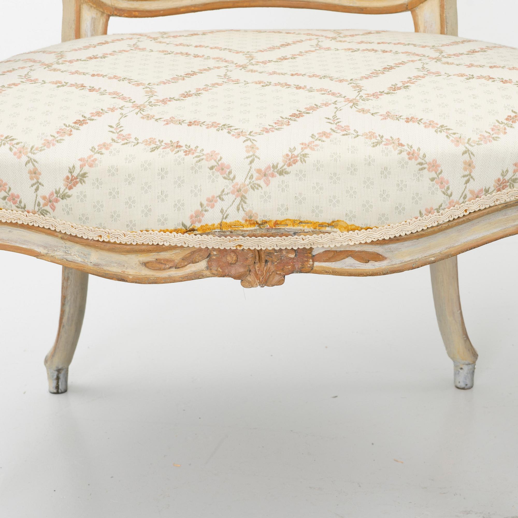 A matched pair of Rococo armchairs, 18th Century.