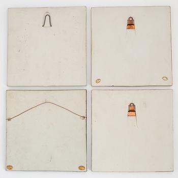 Lisa Larson, four stoneware wall feliefs, Gustavsberg.