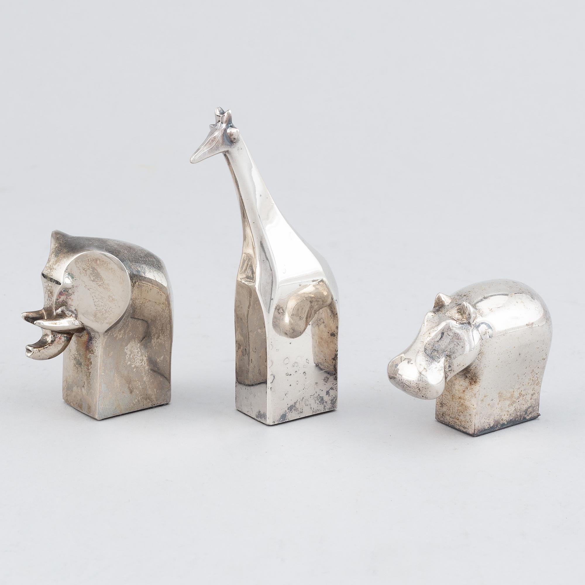 Gunnar Cyrén, figuriner, 3 st. Silverpläterad zink. Dansk Designs, Japan.
