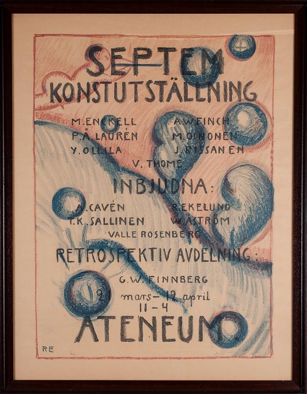 UTSTÄLLNINGSAFFISCH, litografi, "Septem Konstutställning", Ateneum 1915.