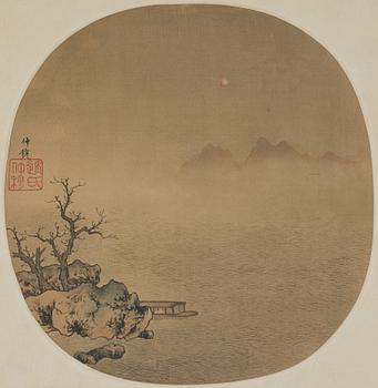 Oidentifierad konstnär, fyra landskap, sen Qingdynasti/ 1900-tal.