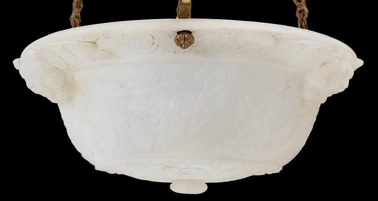 TAKAMPEL, alabaster. Empirestil, 1800-tal. H 105.