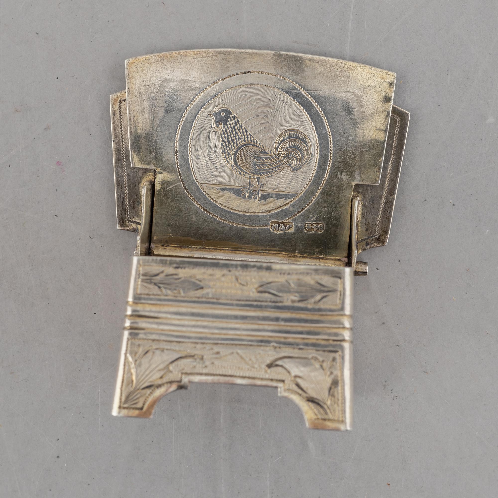 Two Russian silver salt-chairs, Moscow 1880-1885.