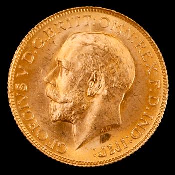 GULDMYNT, sovereign, George V, Storbritannien, 1925. Vikt ca 8 g.