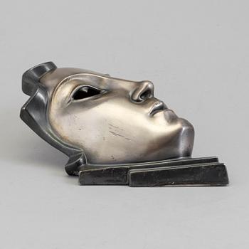 GERHARD SCHLIEPSTEIN, a porcelain and pewter mask from Rosenthal, Germany, 1920's.