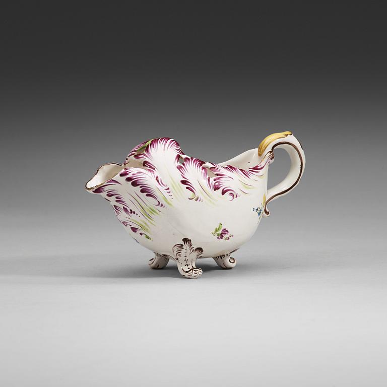 A Swedish sauce boat, Marieberg, dated (17)74.