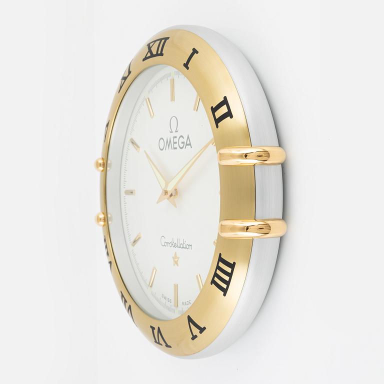 Store/wall clock, signed "Omega Constellation", circa 35 cm, "Åke Falk Urhandel".
