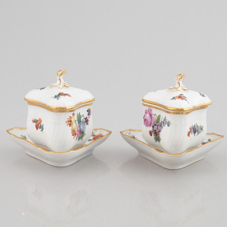 A set of six porcelain custard cups with saucers, Royal Copenhagen, Denmark 1870-1890.