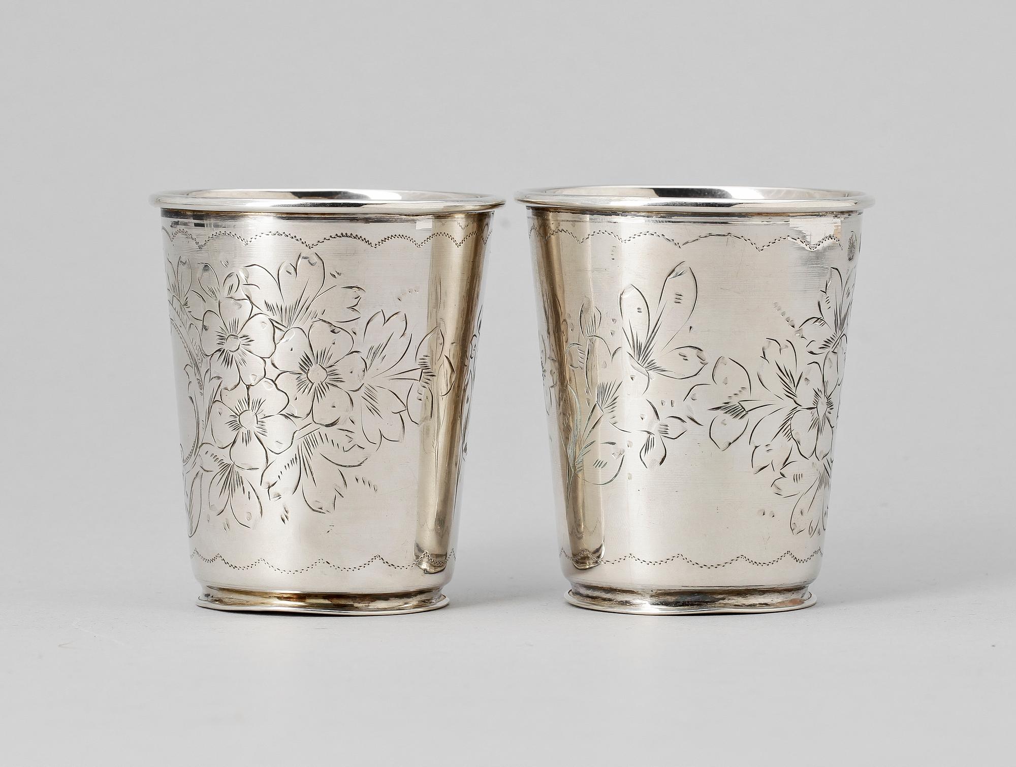 BÄGARE, 2 st, silver, troligen Turkiet. 1900-tal. Tot ca 95 g.