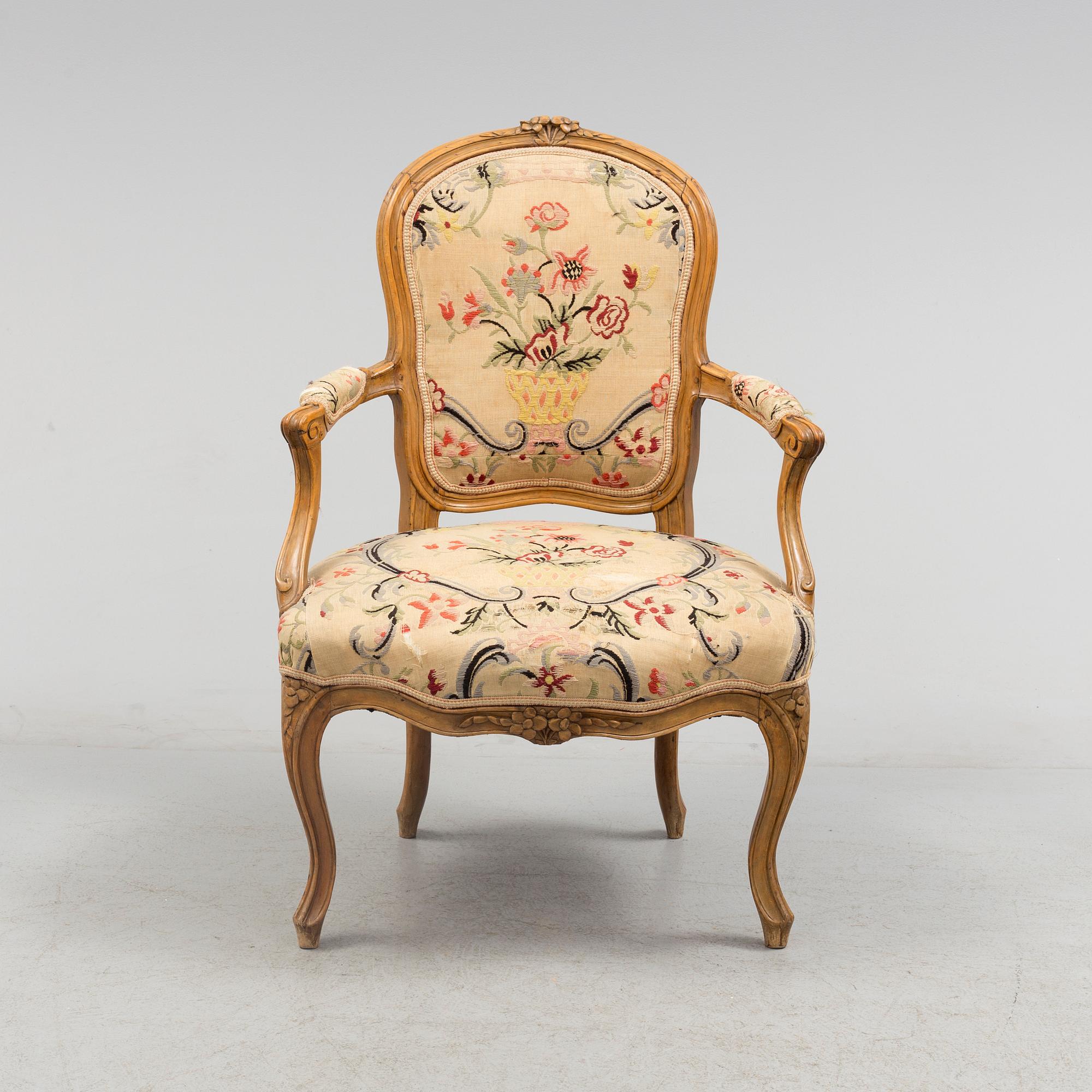 A mid 18th century rococo armchair.