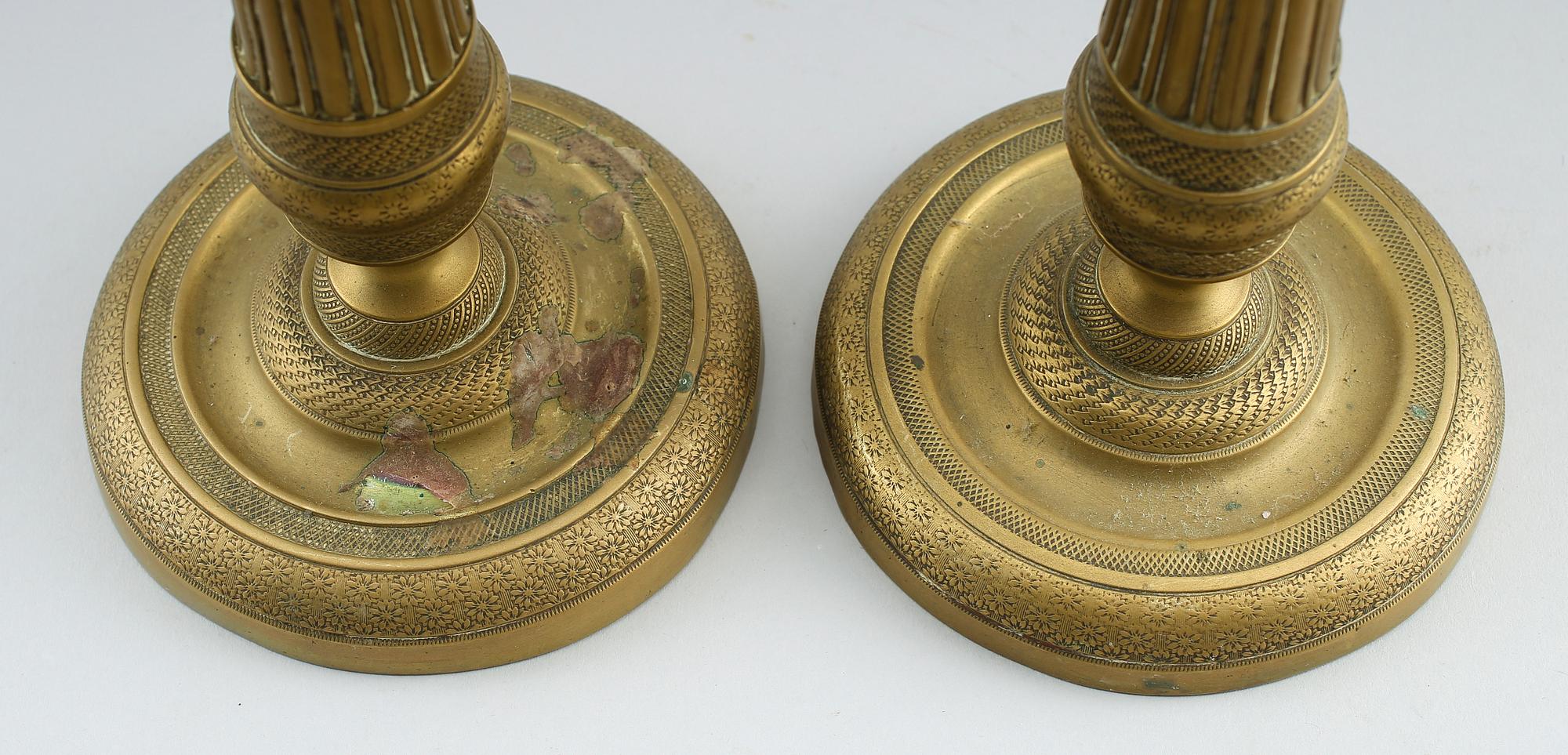 LJUSSTAKAR, 1 par, mässing, empire, 1800-talets första hälft.