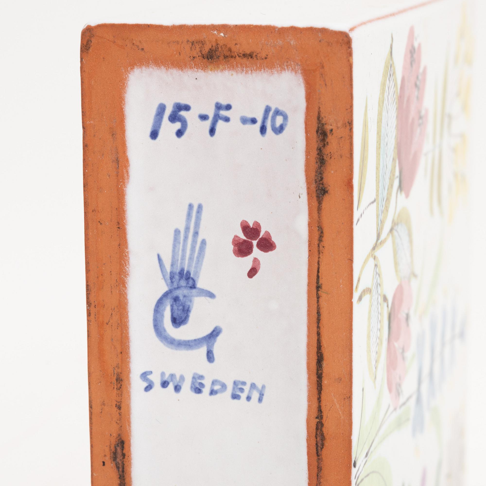 Stig Lindberg, plunta och burk med lock, fajans, Gustavsbergs studio.