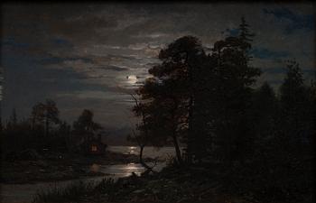 KONRAD SIMONSEN, olja på pannå, signerad och daterad 1885.