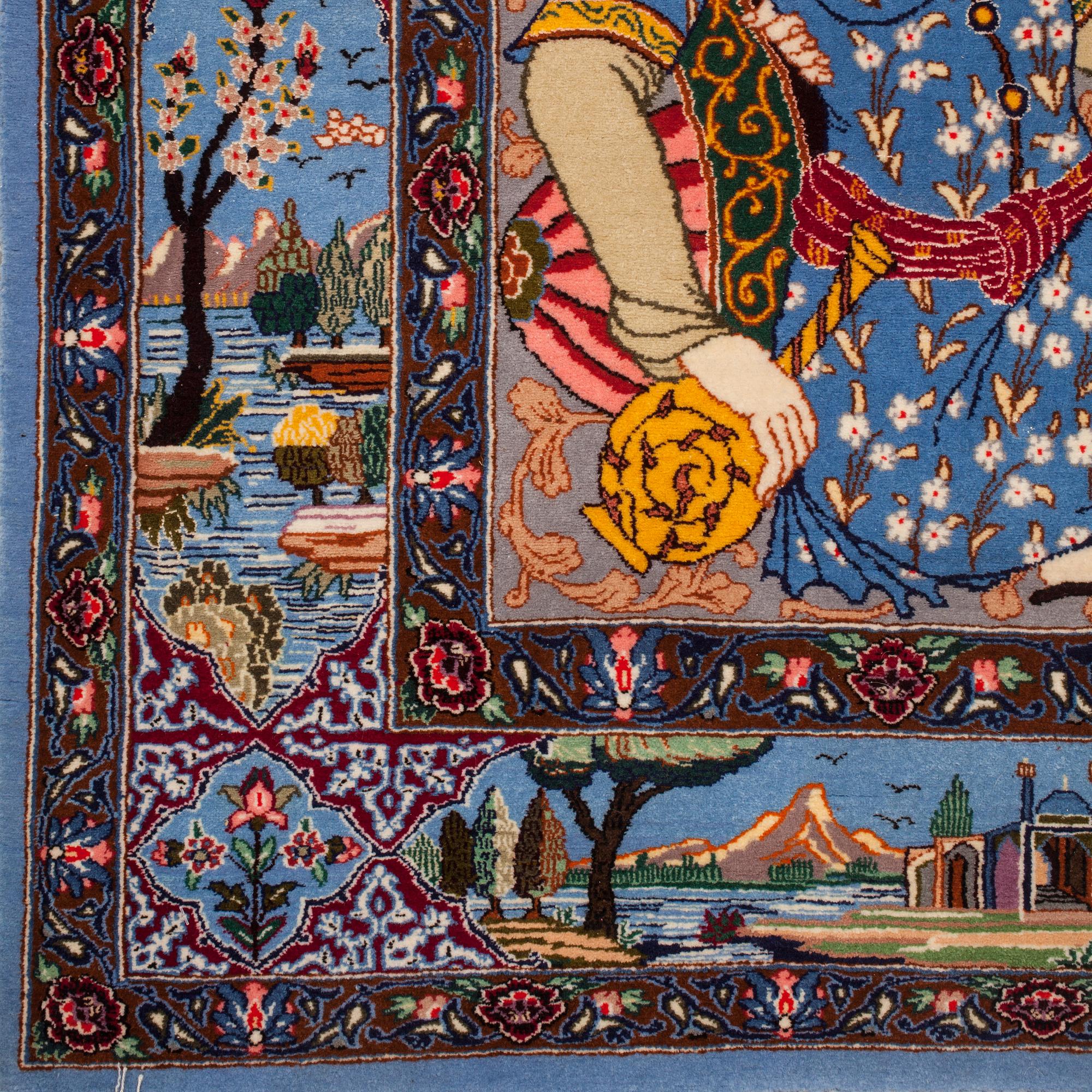 MATTA, Isfahan, figural, part silk, signerad, 1900-talets slut. Ca 166 x 108 cm.