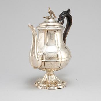 A Swedish 19th century silver coffee-pot, mark of Carl Nystrom, Stockholm 1848.